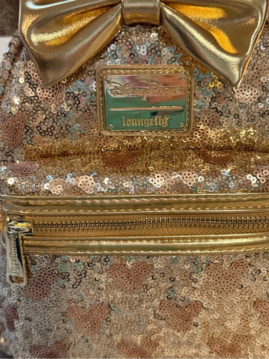 NWT Disney Parks Gold Sequin Hidden Minnie Ear Loungefly Mini Backpack main image 8